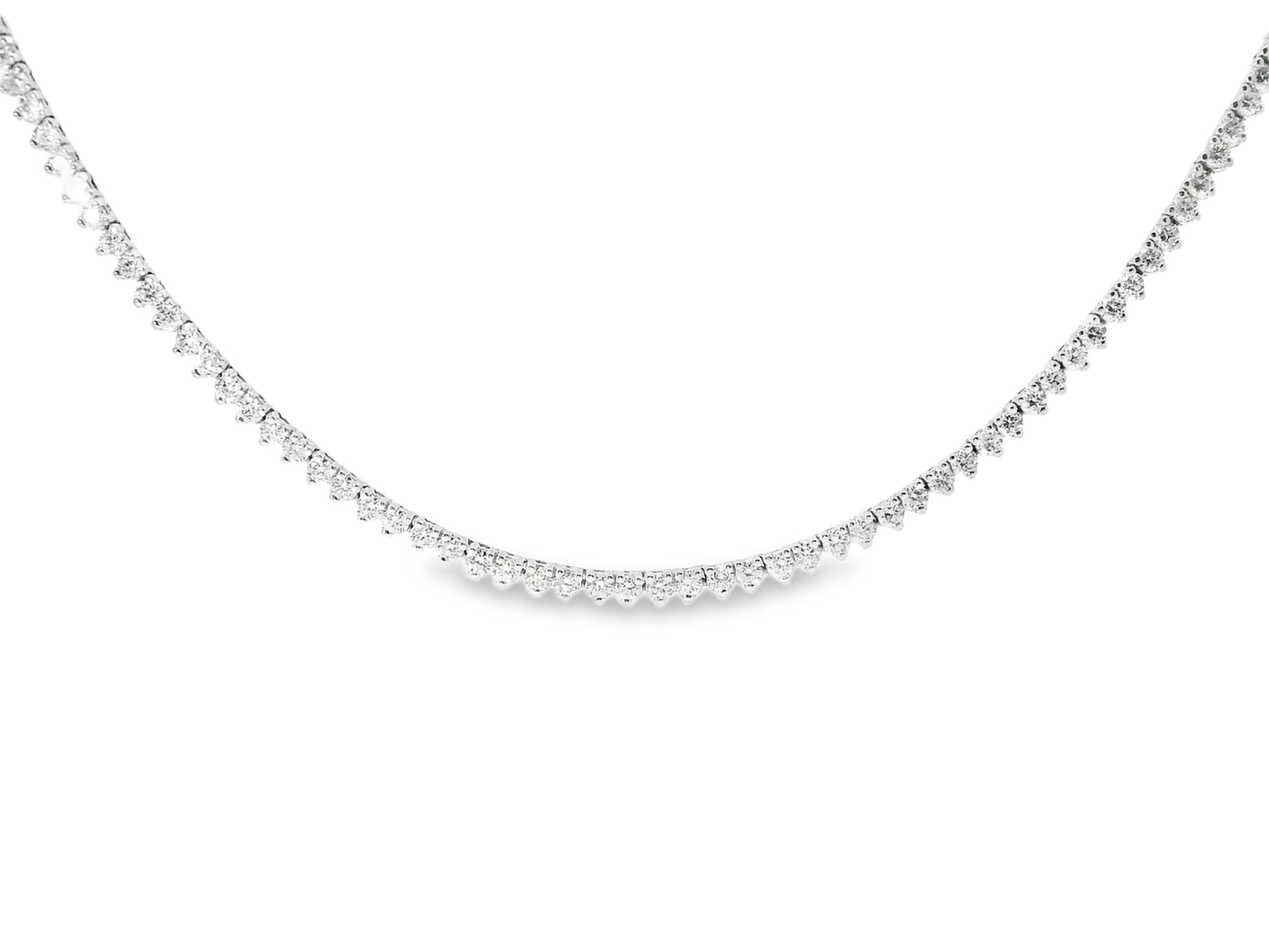 5.08CT Round Cut Diamond 3 Prong Diamond Tennis Necklace 14K White Gold