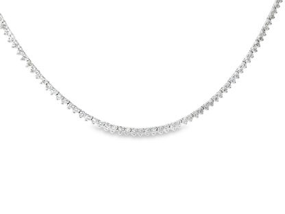 5.08CT Round Cut Diamond 3 Prong Diamond Tennis Necklace 14K White Gold