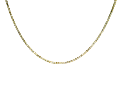 4.30CT Round Cut Diamond 4 Prong Tennis Necklace 14K Yellow Gold