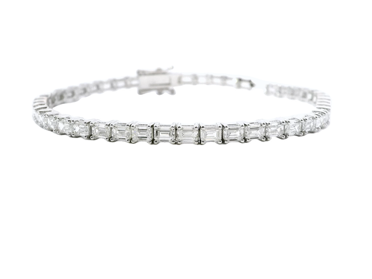 5.97CT Emerald Cut Lab Diamond Tennis Bracelet 14K Gold