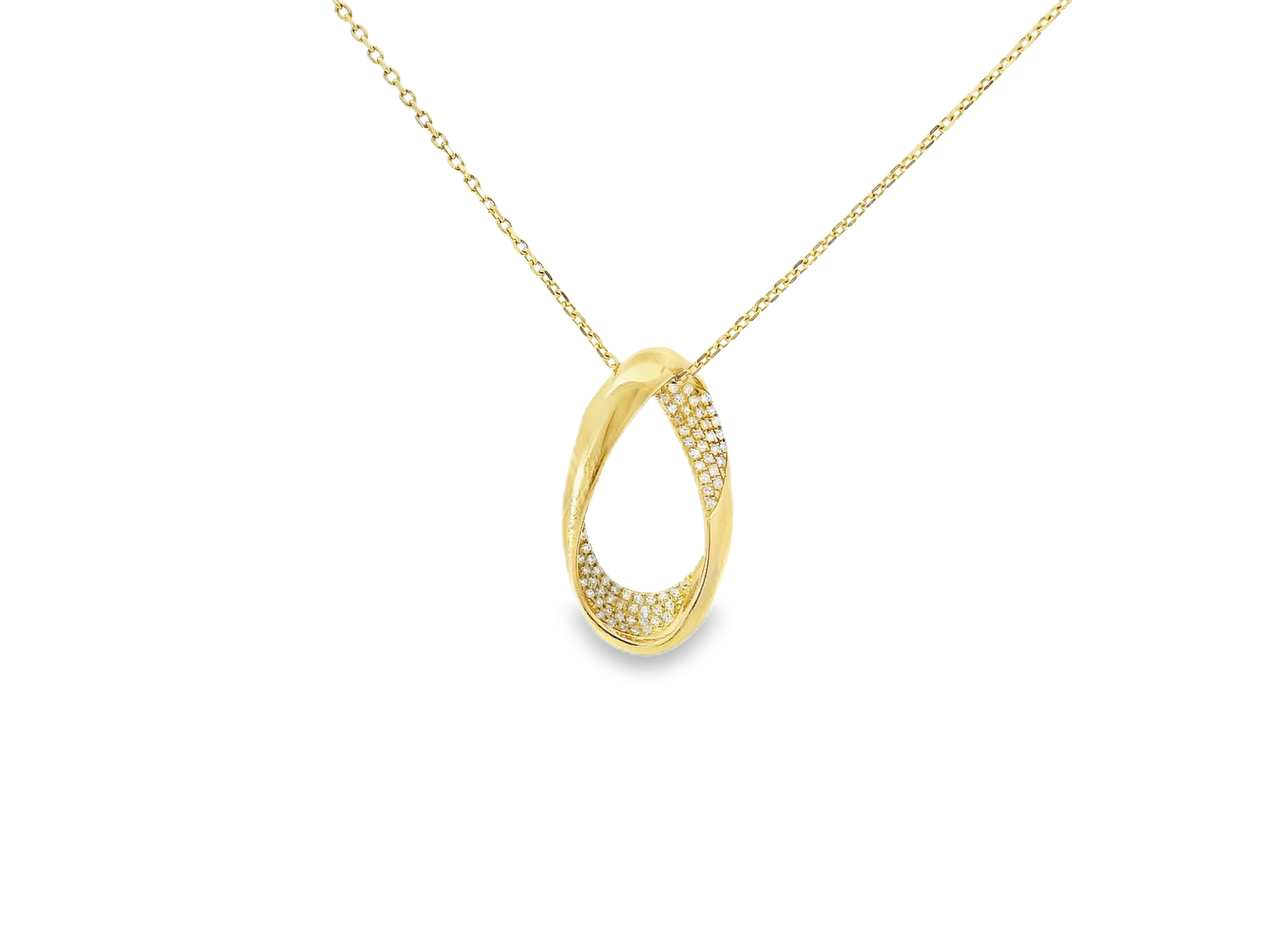 0.19CT Diamond Twist Pendant 14K Gold