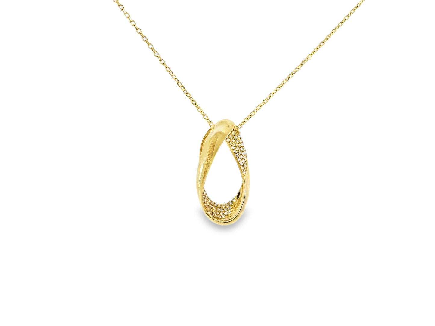 0.19CT Diamond Twist Pendant 14K Gold
