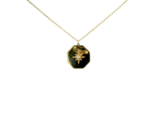 0.05CT Diamond Star Pendant 14K Yellow Gold