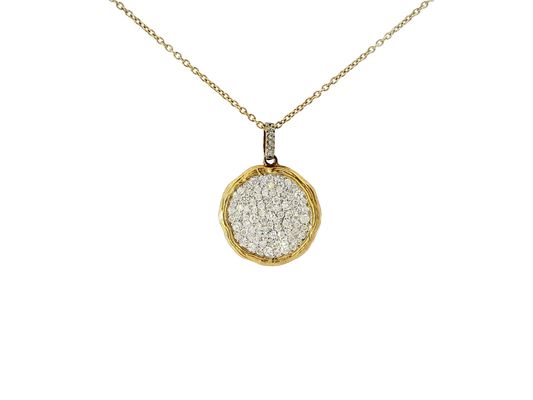 1CT Diamond Bark Pendant 14K Yellow Gold