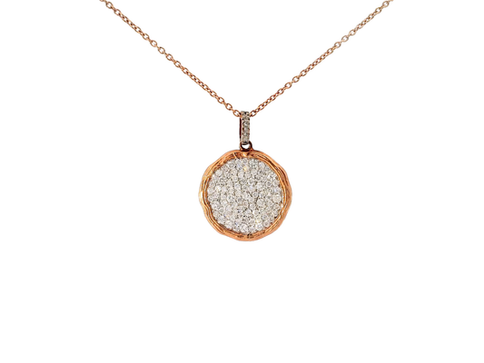 1CT Diamond Bark Pendant 14k Rose Gold