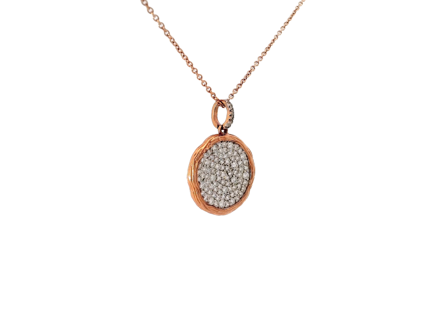 1CT Diamond Bark Pendant 14k Rose Gold