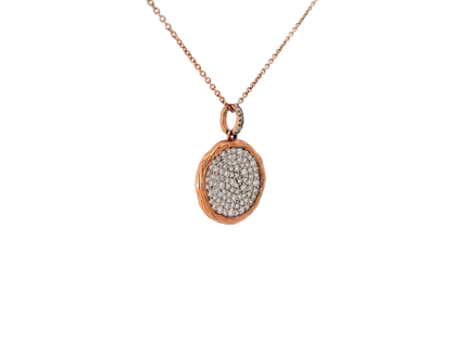 1CT Diamond Bark Pendant 14k Rose Gold