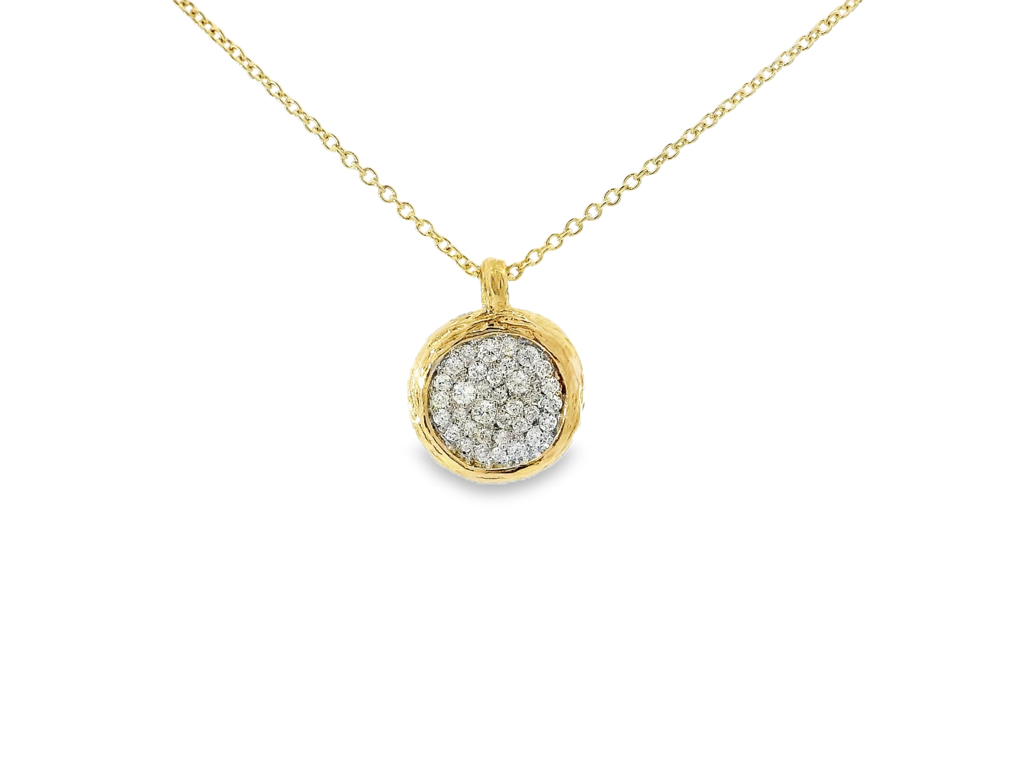 0.32CT Diamond Bark Pendant 14K Yellow Gold