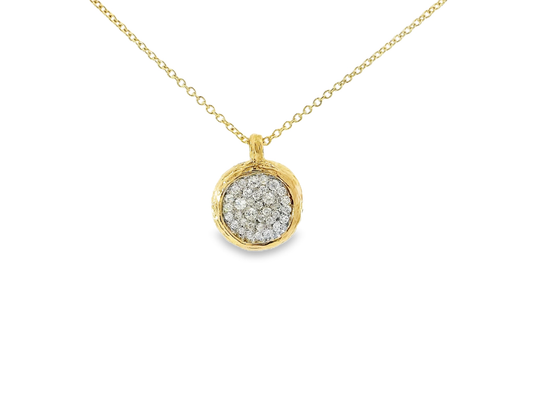 0.32CT Diamond Bark Pendant 14K Yellow Gold