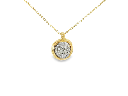 0.32CT Diamond Bark Pendant 14K Yellow Gold