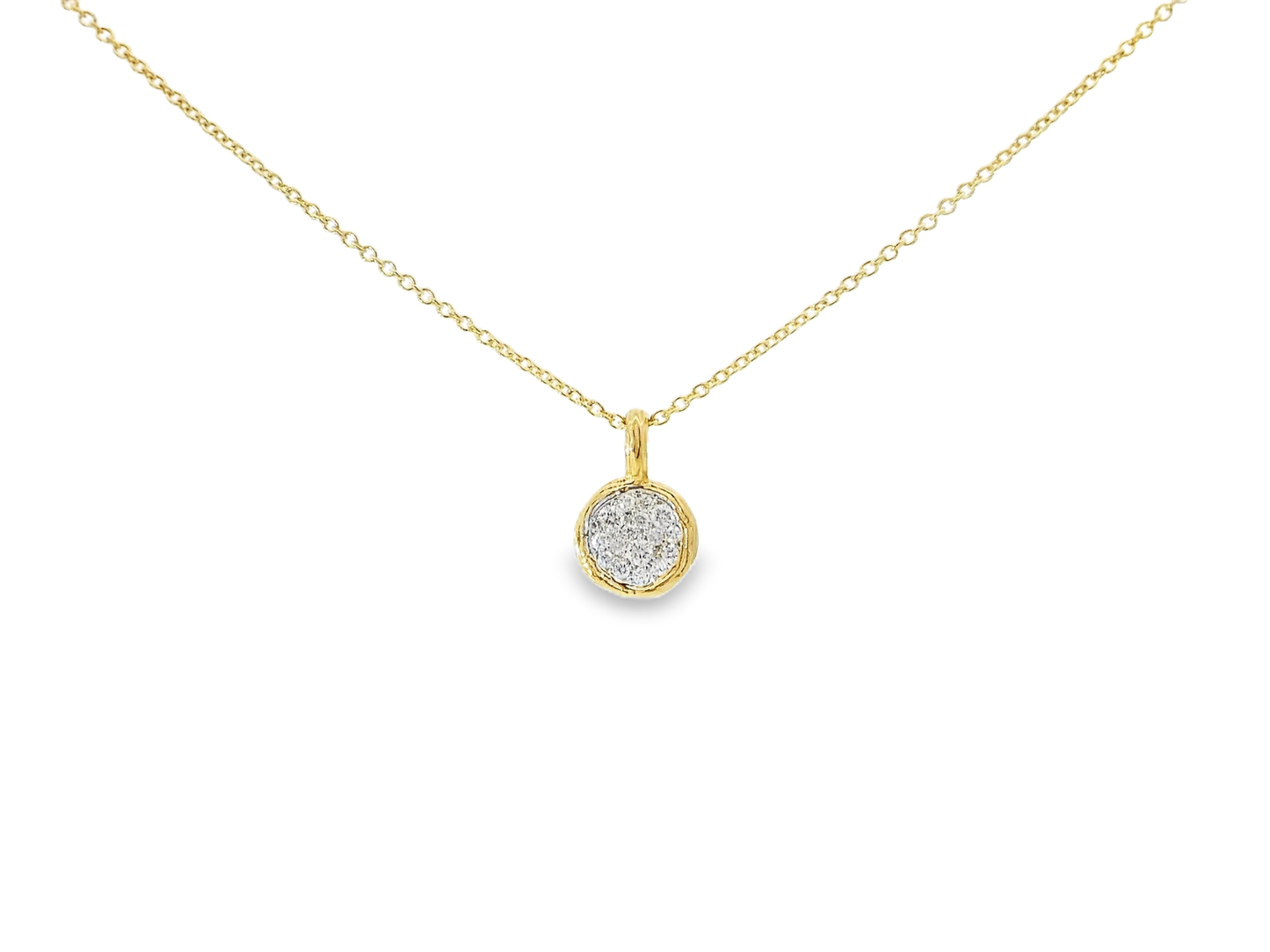 0.20CT Diamond Bark Pendant 14K Yellow Gold