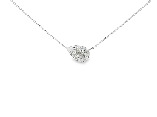 0.91CT Diamond Teardrop Pear Pendant 18K White Gold