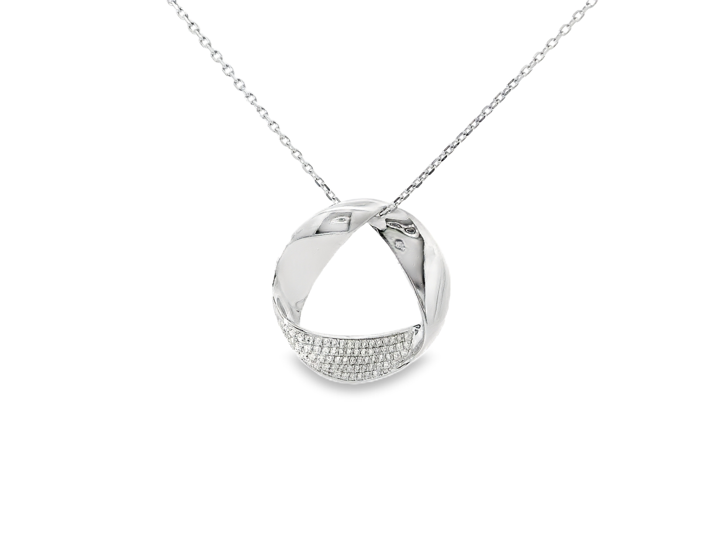 0.18CT Diamond Twist Pendant 14K White Gold