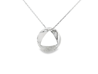 0.18CT Diamond Twist Pendant 14K White Gold