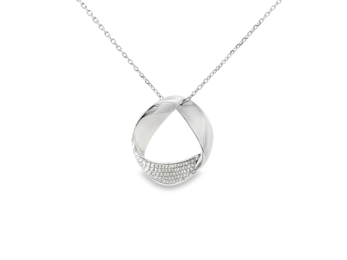 0.18CT Diamond Twist Pendant 14K White Gold