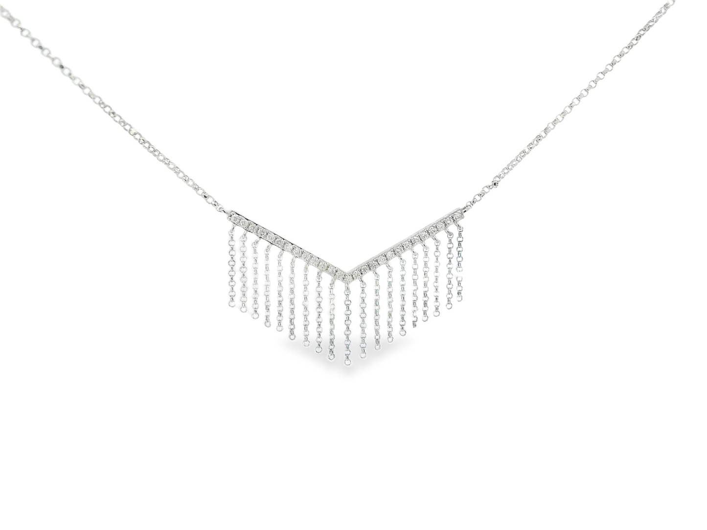 0.20CT Diamond Chain Rope Pendant 14k White Gold