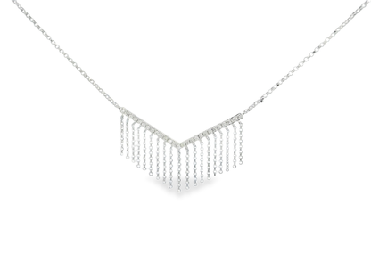 0.20CT Diamond Chain Rope Pendant 14k White Gold