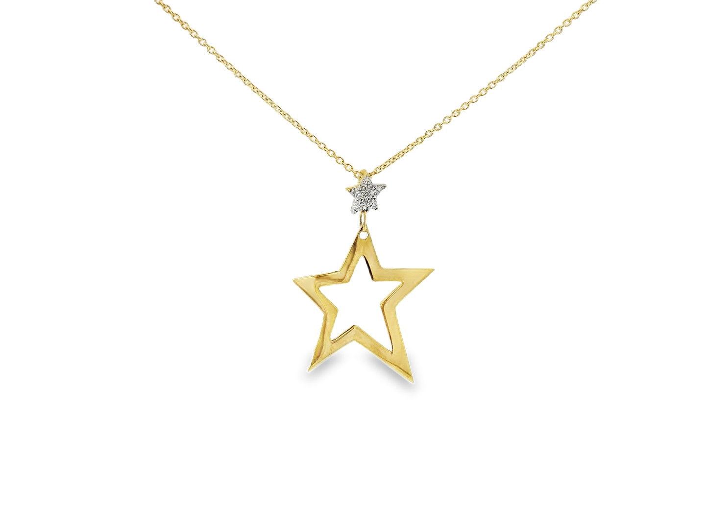 0.05CT Diamond Star Pendant 14k Yellow Gold