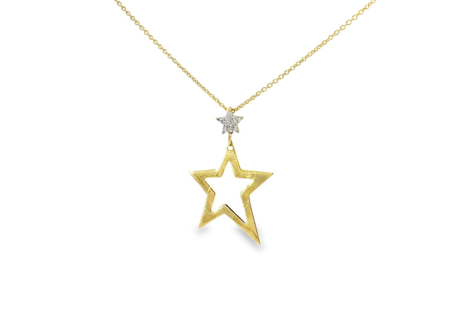0.05CT Diamond Star Pendant 14k Yellow Gold