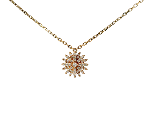 0.33CT Diamond Starburst Pendant 14K Rose Gold