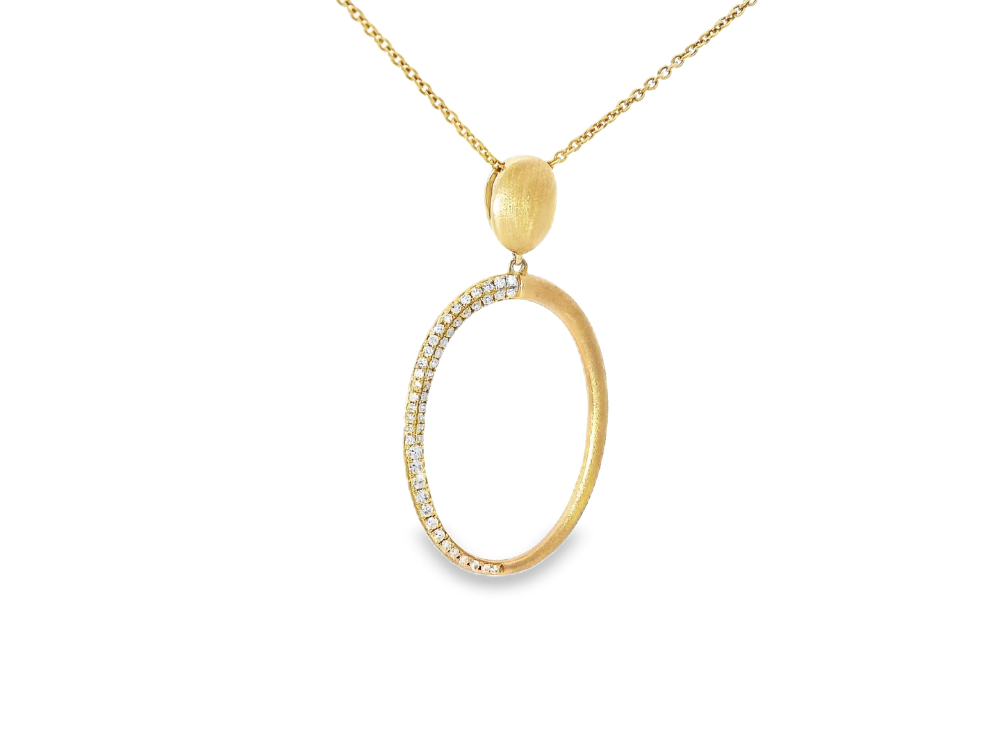 0.18CT Diamond Oval Pendant 14K Rose Gold