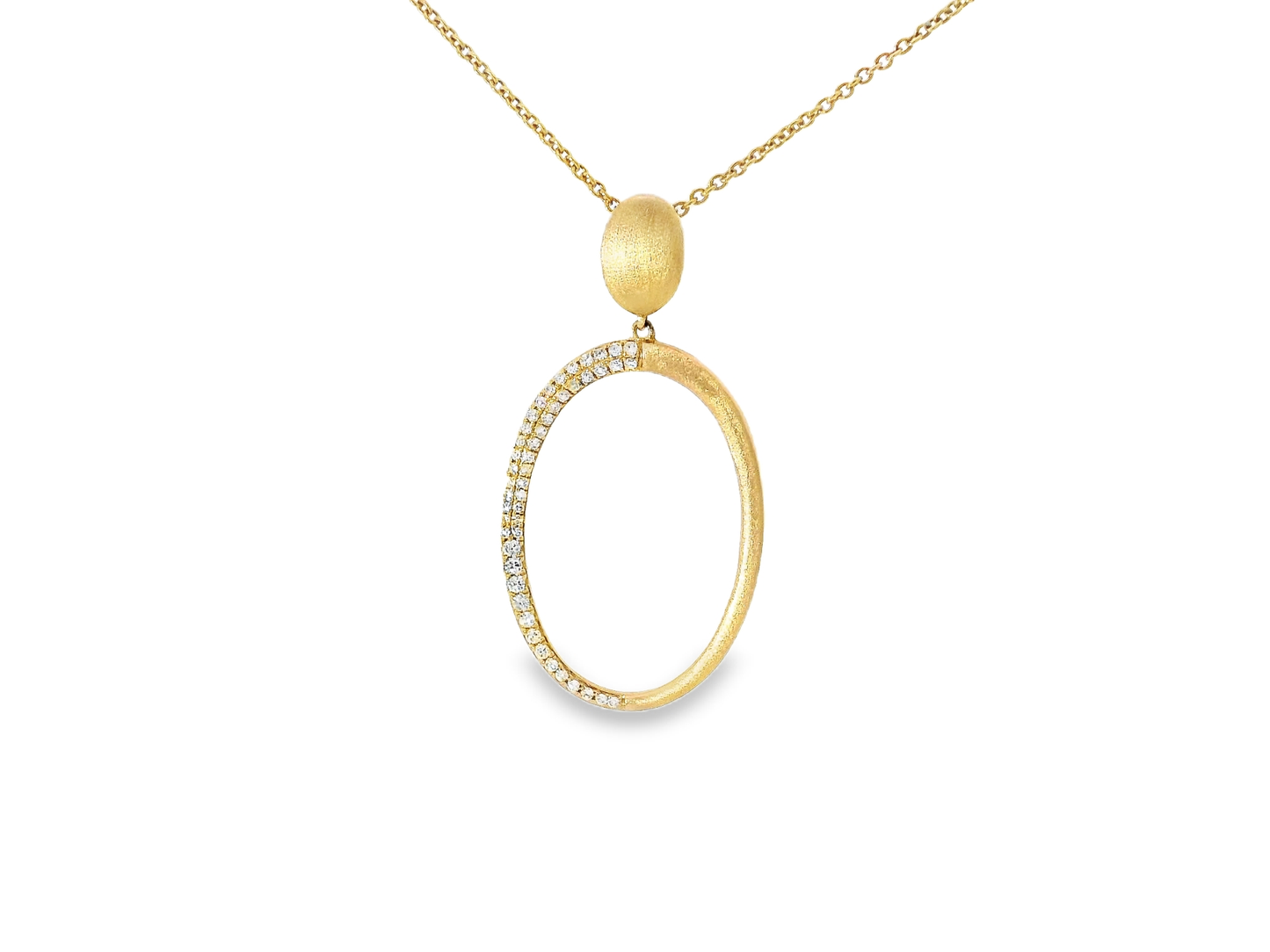 0.18CT Diamond Oval Pendant 14K Rose Gold