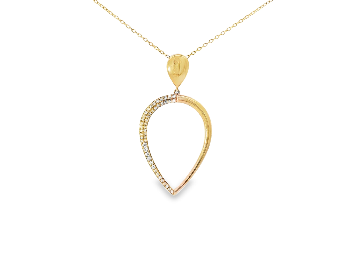 0.16CT Diamond Reverse Teardrop Pendant 14K Yellow Gold