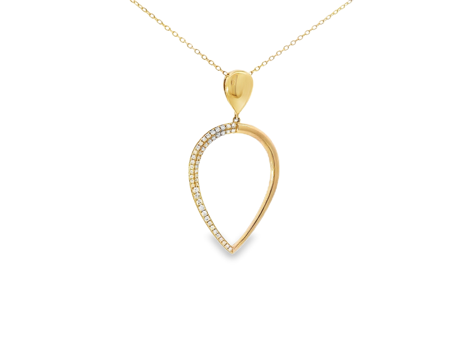 0.16CT Diamond Reverse Teardrop Pendant 14K Yellow Gold