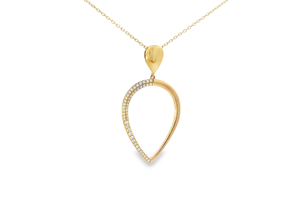 0.16CT Diamond Reverse Teardrop Pendant 14K Yellow Gold