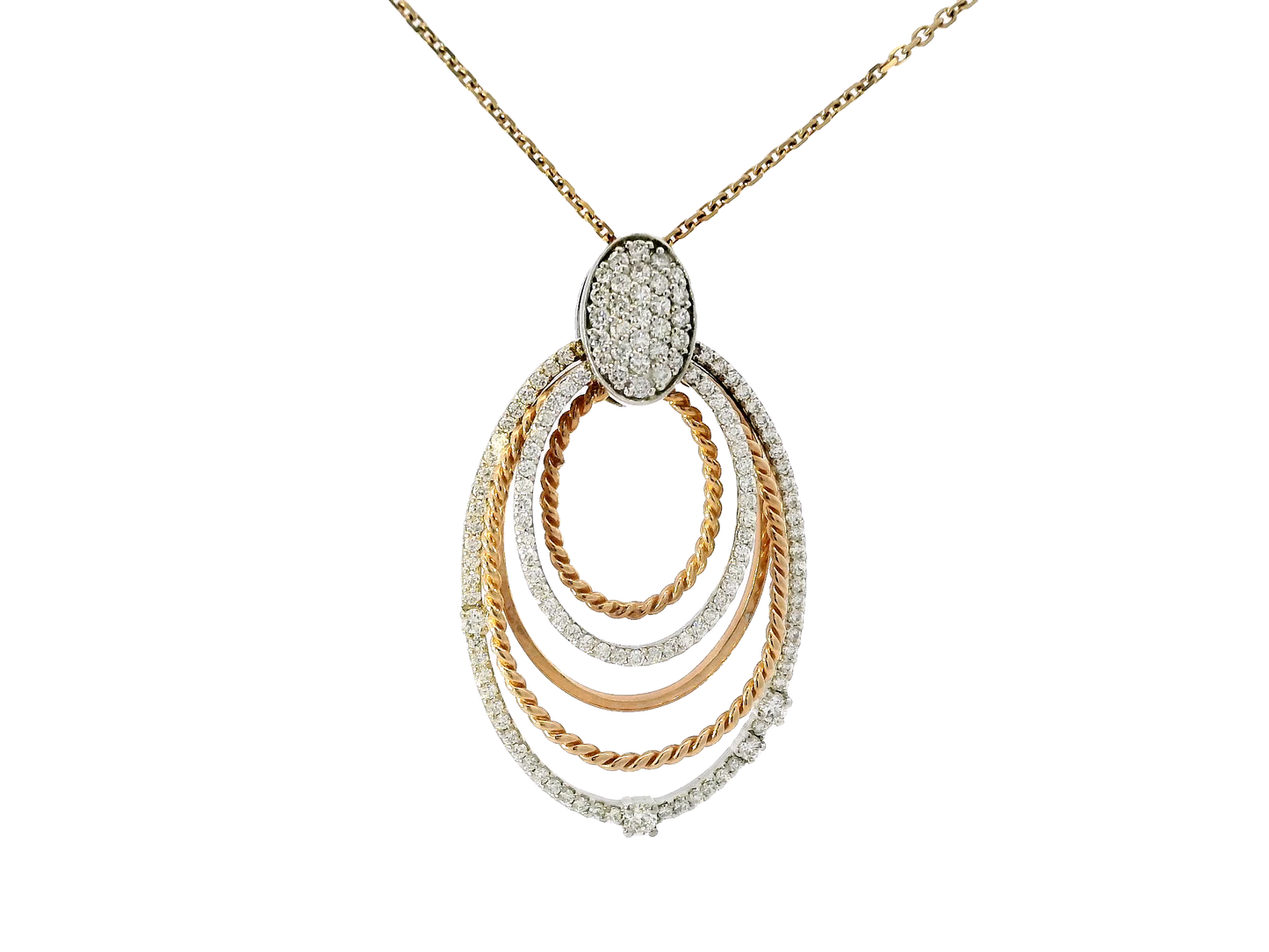 0.80 CT Diamond Multi-Layered Pendant Mixed 14K Gold