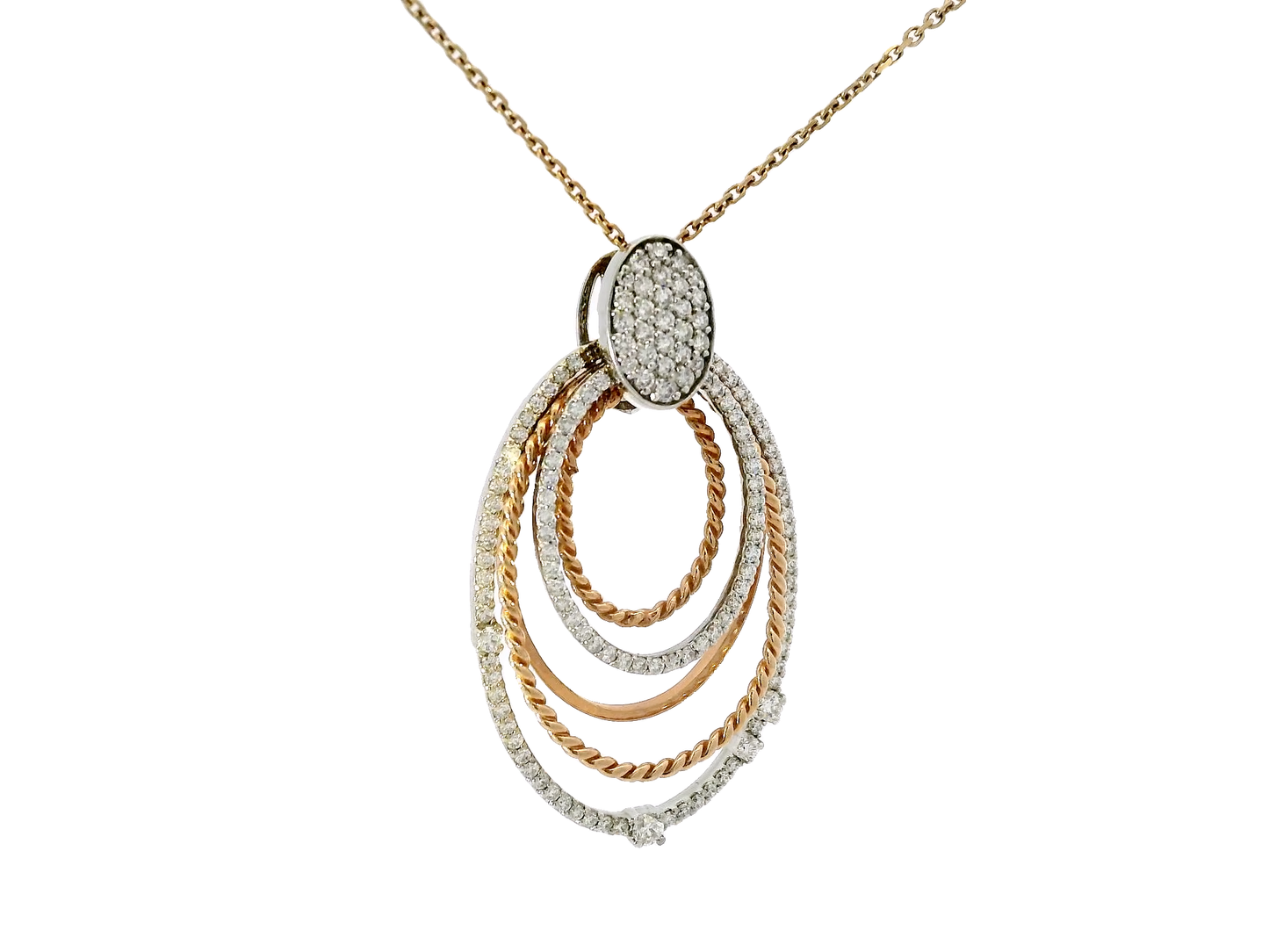 0.80 CT Diamond Multi-Layered Pendant Mixed 14K Gold