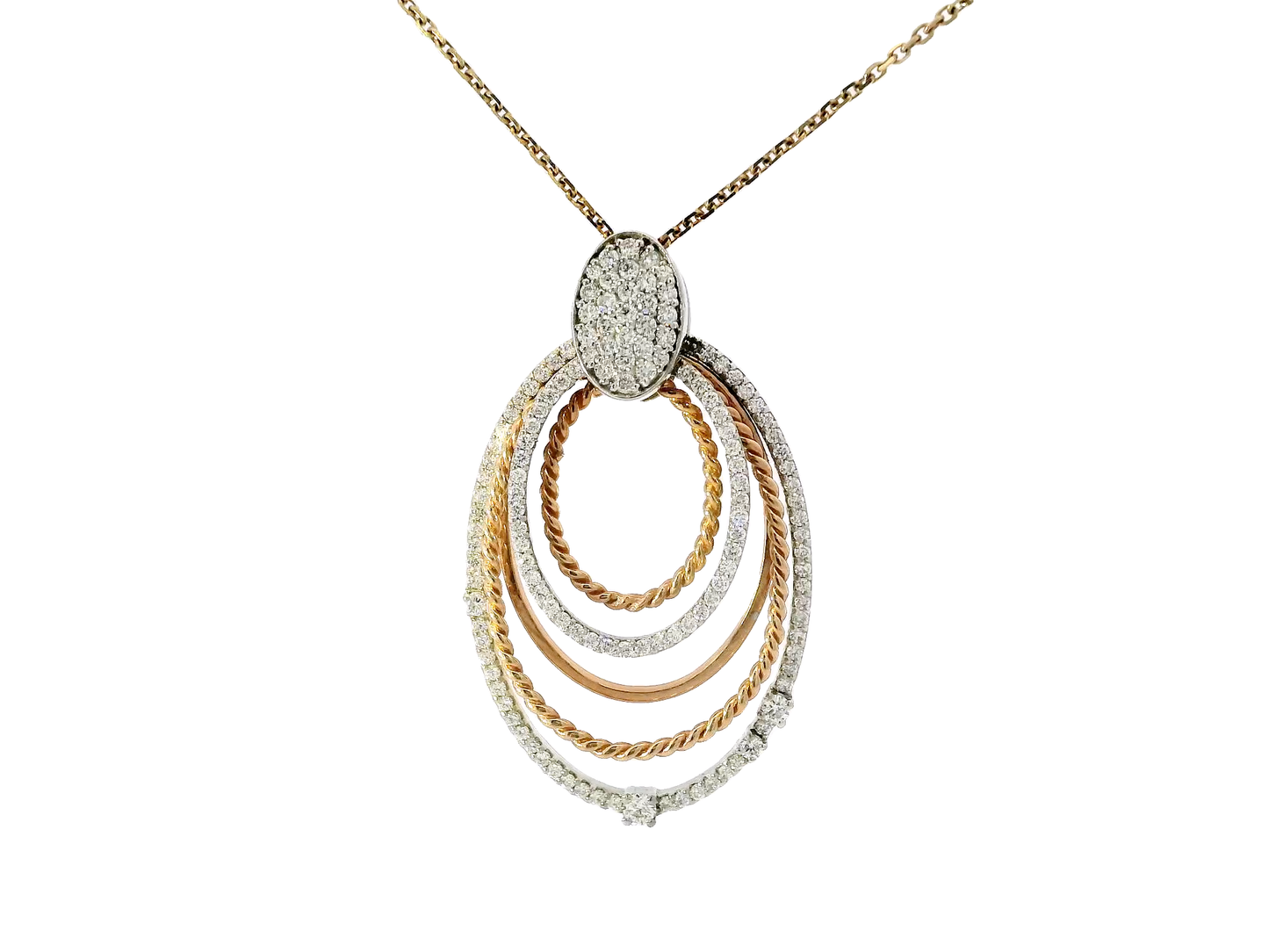 0.80 CT Diamond Multi-Layered Pendant Mixed 14K Gold