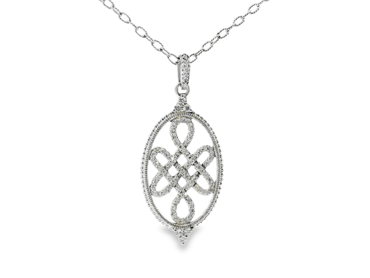 1.02CT Diamond Pendant with Intricate Design 14K White Gold