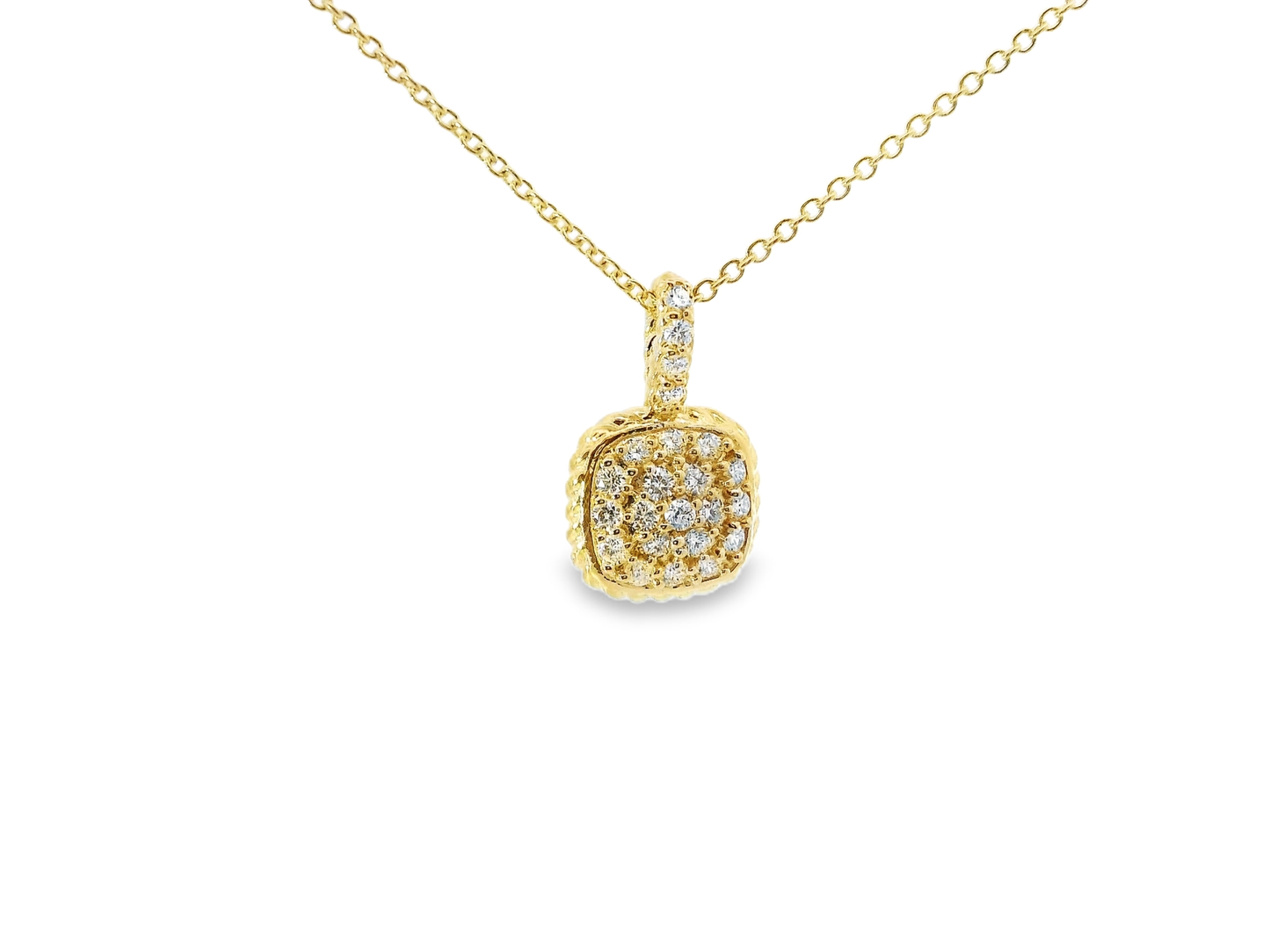 0.42CT Diamond Square Pendant 14k Yellow Gold