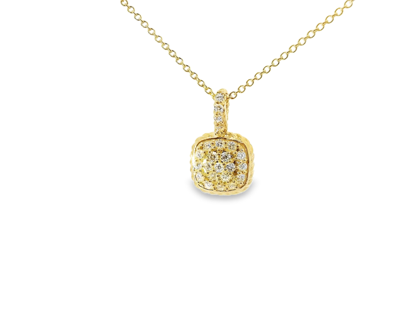 0.42CT Diamond Square Pendant 14k Yellow Gold