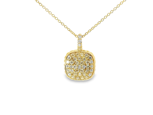 0.84CT Diamond Square Pendant 14K Yellow Gold