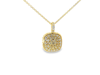 0.84CT Diamond Square Pendant 14K Yellow Gold