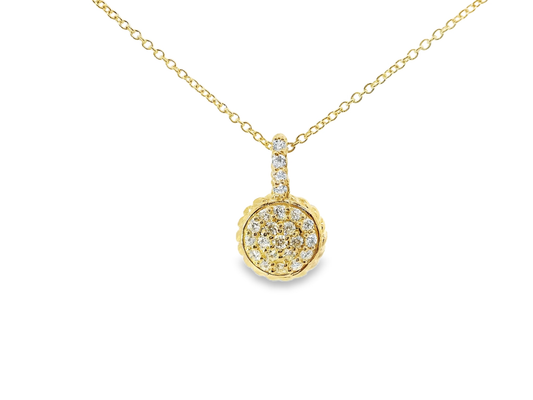 0.39CT Diamond Round Pendant 14K Yellow Gold