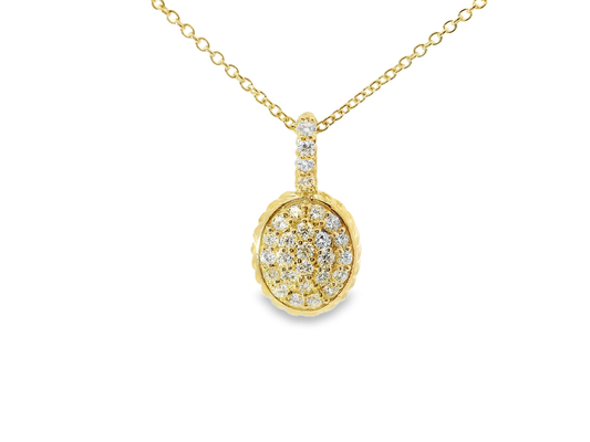 0.54CT Diamond Oval Pendant 14K Yellow Gold