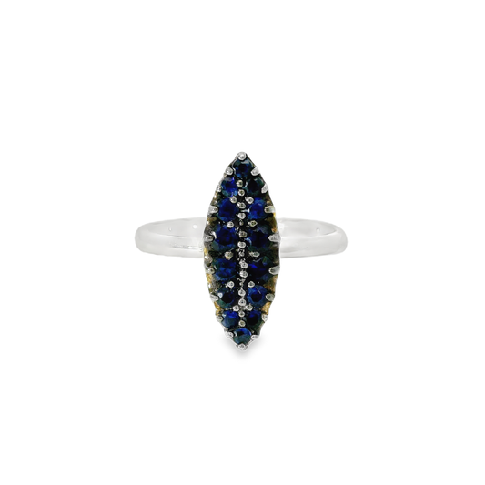 0.53CT Blue Sapphire Ring 14K White Gold