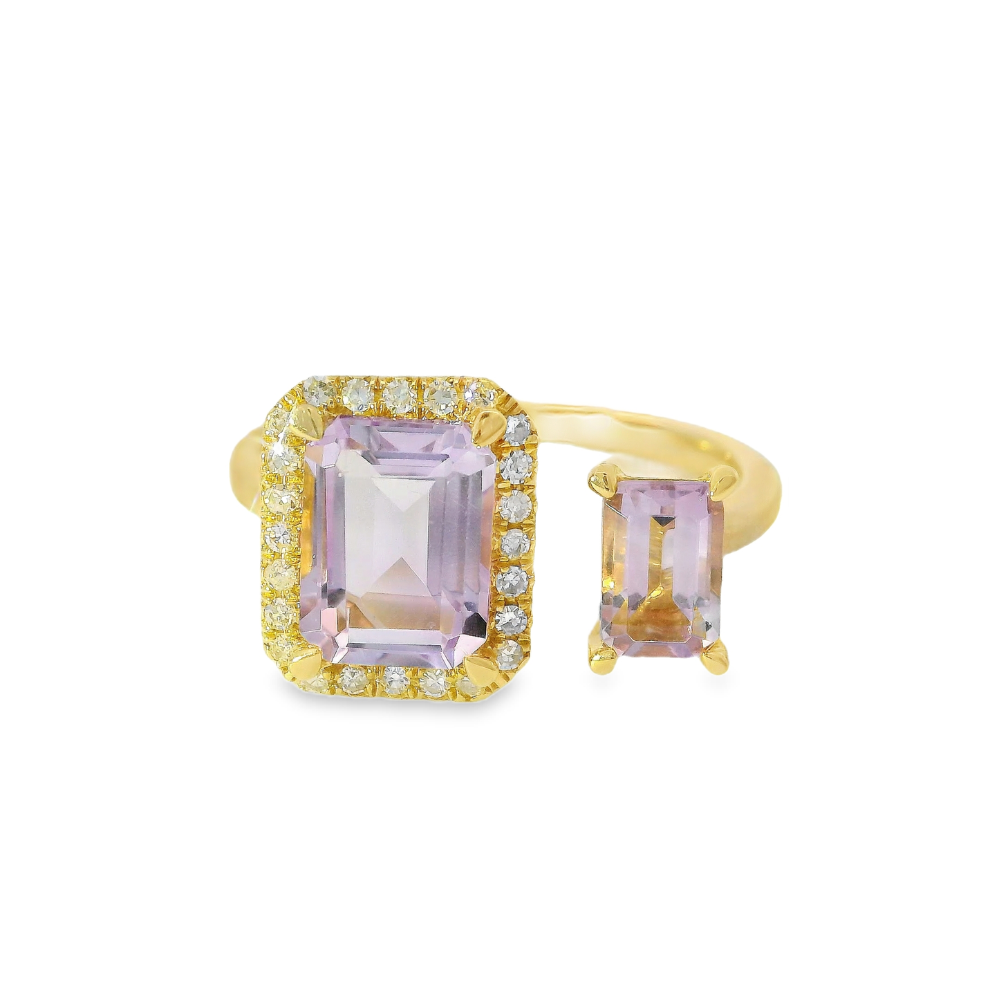 0.12CT Diamond and 2.02CT Light Purple Amethyst Ring 14K Yellow Gold