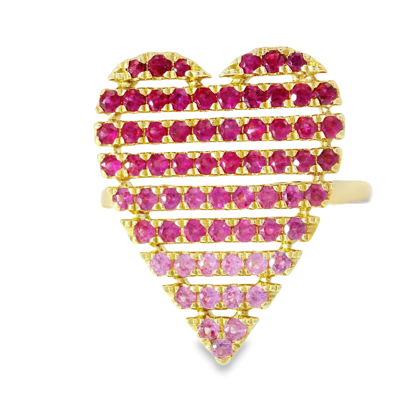 0.91CT Pink Sapphire Heart Shaped Ring 14K Yellow Gold