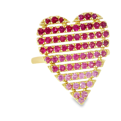 0.91CT Pink Sapphire Heart Shaped Ring 14K Yellow Gold