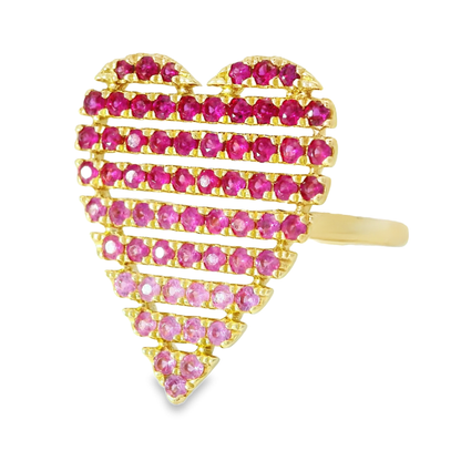 0.91CT Pink Sapphire Heart Shaped Ring 14K Yellow Gold