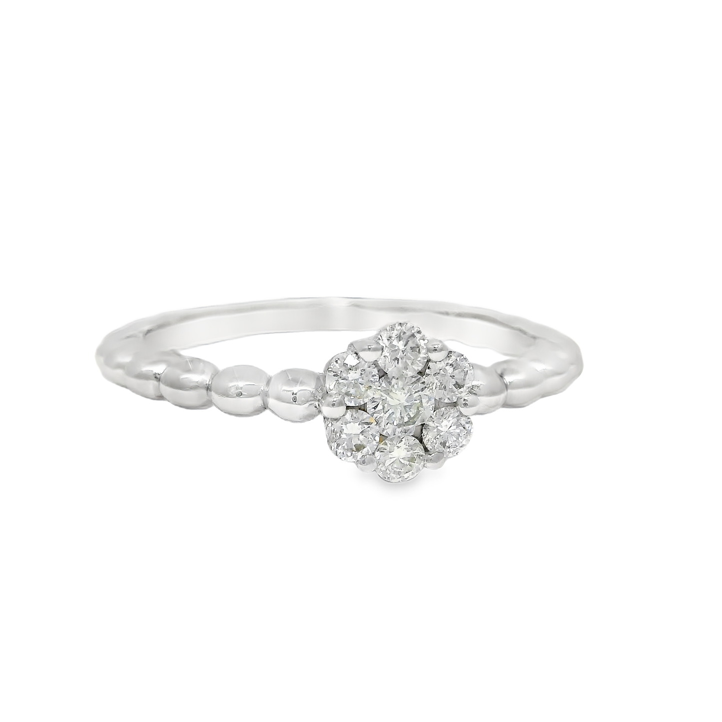 0.28CT Diamond Flower Ring 18K White Gold