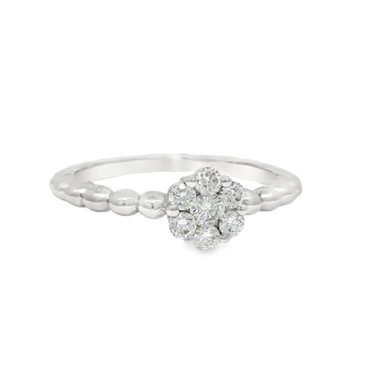 0.28CT Diamond Flower Ring 18K White Gold