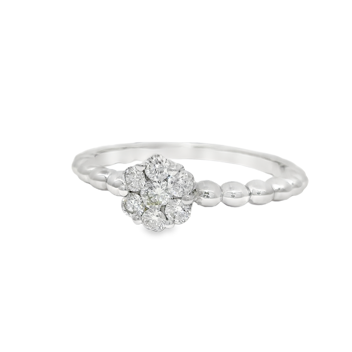 0.28CT Diamond Flower Ring 18K White Gold