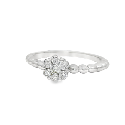 0.28CT Diamond Flower Ring 18K White Gold