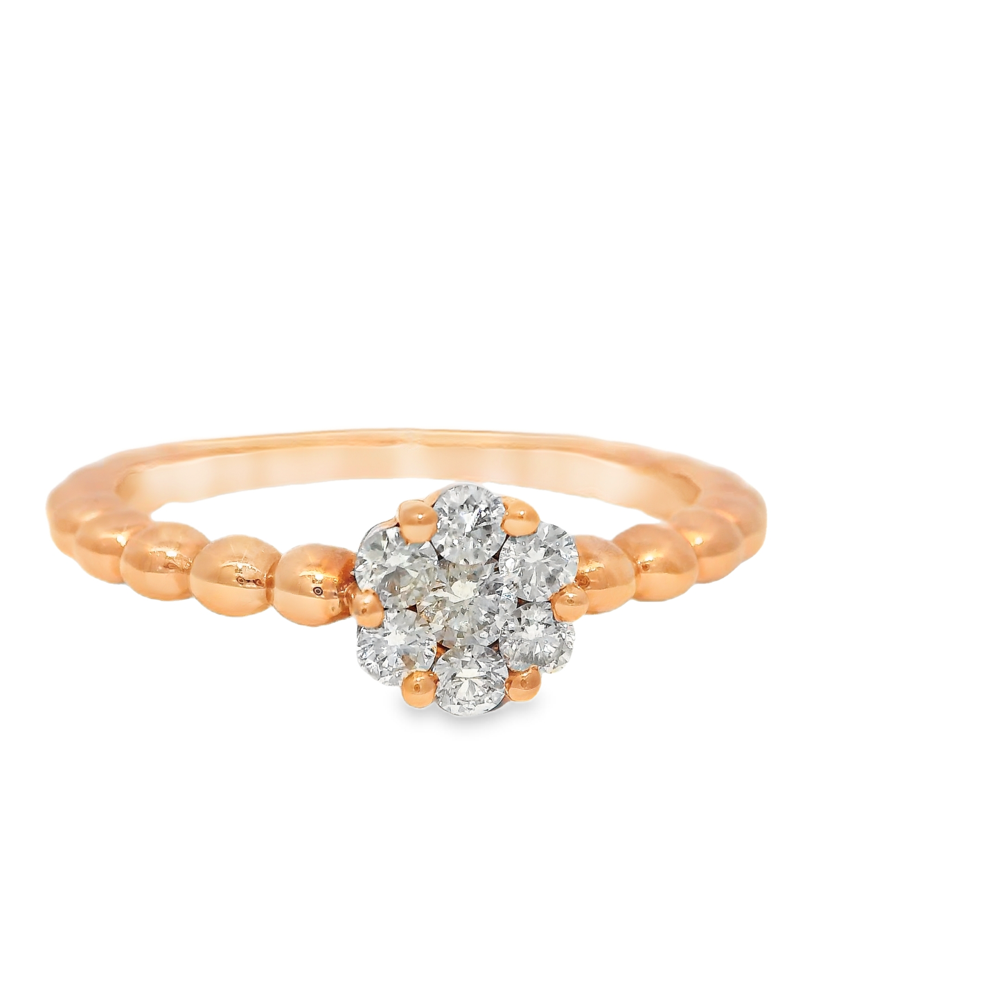0.28CT Diamond Flower Ring 18K Rose Gold