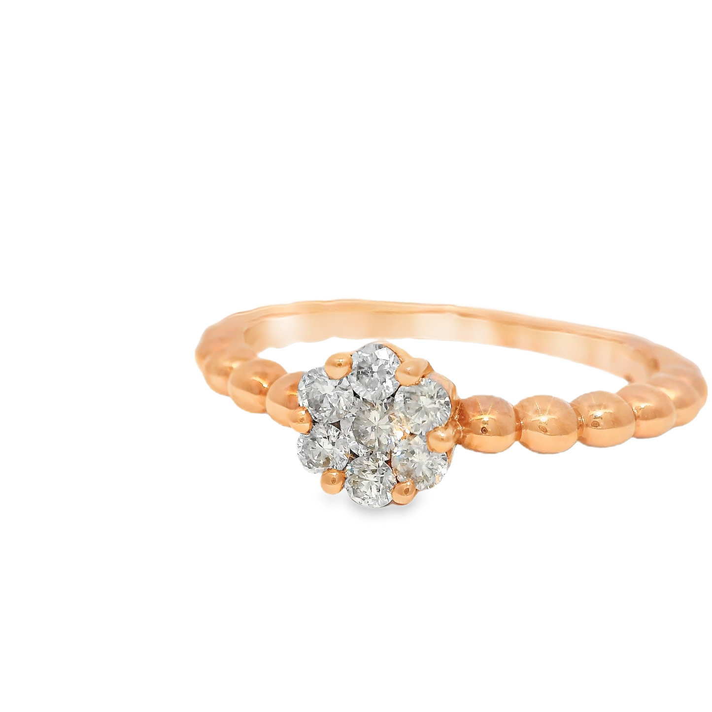 0.28CT Diamond Flower Ring 18K Rose Gold